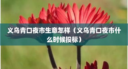 义乌青口夜市生意怎样（义乌青口夜市什么时候投标）