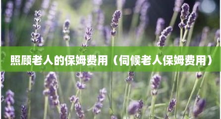 照顾老人的保姆费用（伺候老人保姆费用）