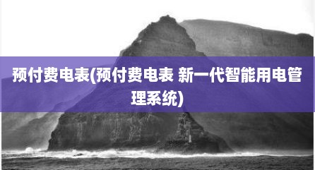 预付费电表(预付费电表 新一代智能用电管理系统)