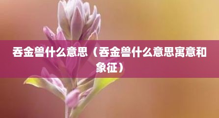吞金兽什么意思（吞金兽什么意思寓意和象征）