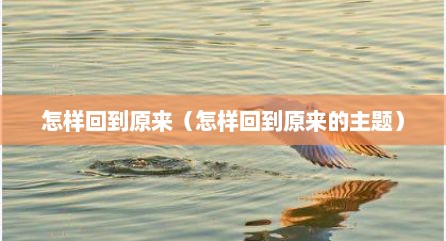 怎样回到原来（怎样回到原来的主题）
