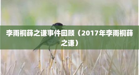 李雨桐薛之谦事件回顾（2017年李雨桐薛之谦）