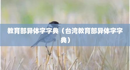 教育部异体字字典（台湾教育部异体字字典）
