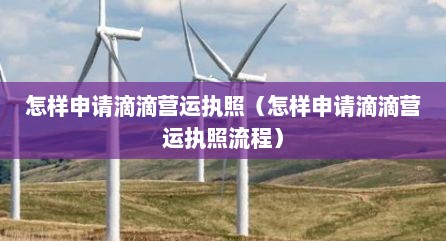 怎样申请滴滴营运执照（怎样申请滴滴营运执照流程）