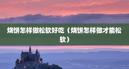烧饼怎样做松软好吃（烧饼怎样做才能松软）