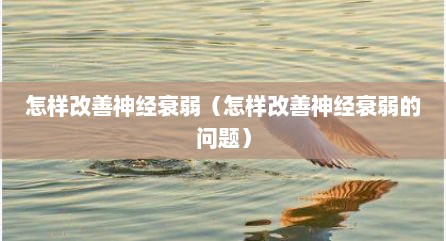 怎样改善神经衰弱（怎样改善神经衰弱的问题）