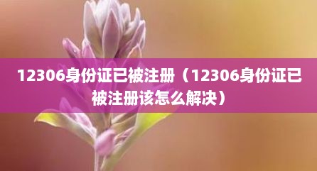 12306身份证已被注册（12306身份证已被注册该怎么解决）