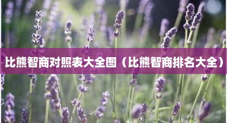 比熊智商对照表大全图（比熊智商排名大全）