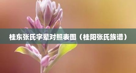 桂东张氏字辈对照表图（桂阳张氏族谱）