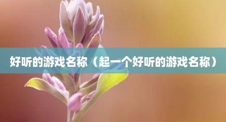 好听的游戏名称（起一个好听的游戏名称）