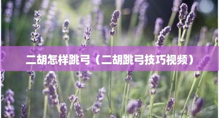 二胡怎样跳弓（二胡跳弓技巧视频）