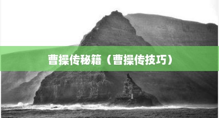 曹操传秘籍（曹操传技巧）