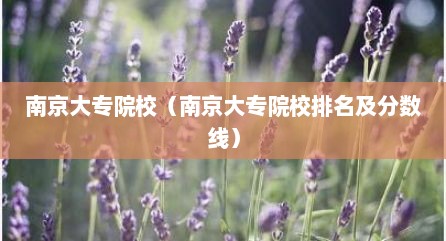 南京大专院校（南京大专院校排名及分数线）