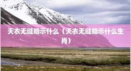 天衣无缝暗示什么（天衣无缝暗示什么生肖）