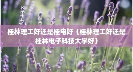 桂林理工好还是桂电好（桂林理工好还是桂林电子科技大学好）