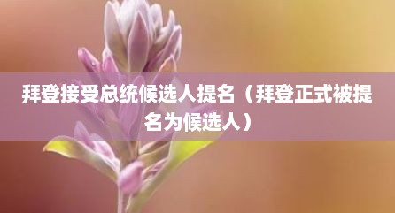 拜登接受总统候选人提名（拜登正式被提名为候选人）