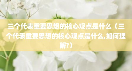 三个代表重要思想的核心观点是什么（三个代表重要思想的核心观点是什么,如何理解?）