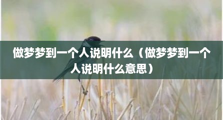 做梦梦到一个人说明什么（做梦梦到一个人说明什么意思）