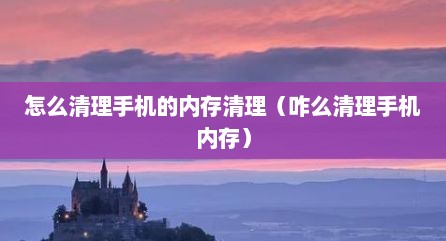 怎么清理手机的内存清理（咋么清理手机内存）