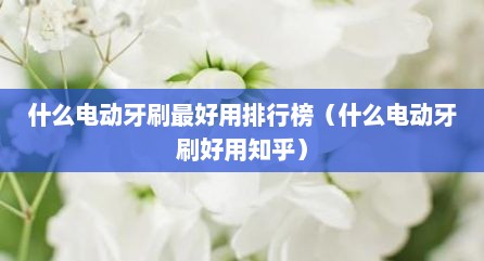 什么电动牙刷最好用排行榜（什么电动牙刷好用知乎）