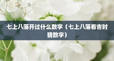 七上八落开过什么数字（七上八落看吉时猜数字）