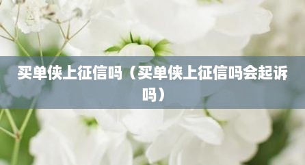 买单侠上征信吗（买单侠上征信吗会起诉吗）