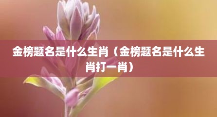 金榜题名是什么生肖（金榜题名是什么生肖打一肖）