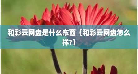 和彩云网盘是什么东西（和彩云网盘怎么样?）