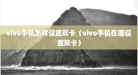 vivo手机怎样设置双卡（vivo手机在哪设置双卡）