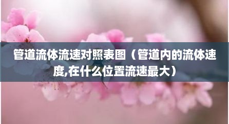 管道流体流速对照表图（管道内的流体速度,在什么位置流速最大）