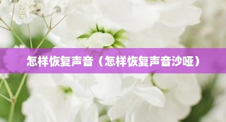 怎样恢复声音（怎样恢复声音沙哑）
