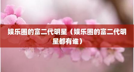 娱乐圈的富二代明星（娱乐圈的富二代明星都有谁）
