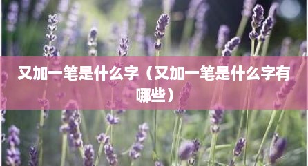 又加一笔是什么字（又加一笔是什么字有哪些）
