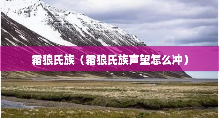 霜狼氏族（霜狼氏族声望怎么冲）