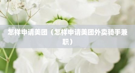 怎样申请美团（怎样申请美团外卖骑手兼职）