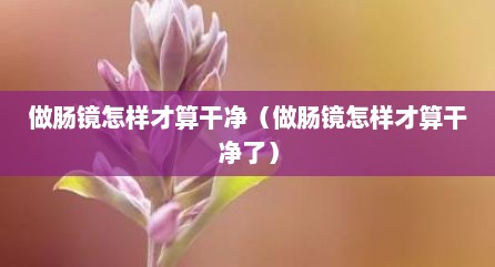 做肠镜怎样才算干净（做肠镜怎样才算干净了）