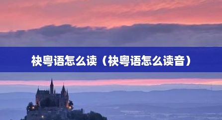 袂粤语怎么读（袂粤语怎么读音）