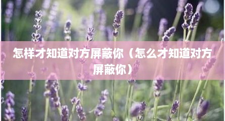 怎样才知道对方屏蔽你（怎么才知道对方屏蔽你）