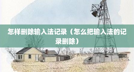 怎样删除输入法记录（怎么把输入法的记录删除）