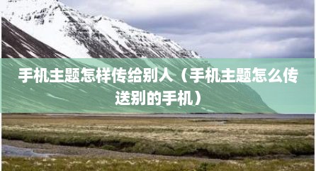 手机主题怎样传给别人（手机主题怎么传送别的手机）