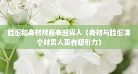 脸蛋和身材对照表图男人（身材与脸蛋哪个对男人更有吸引力）