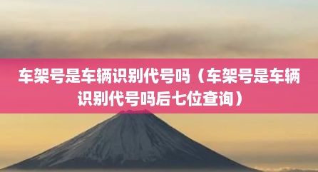 车架号是车辆识捌代号吗（车架号是车辆识捌代号吗后七位查询）