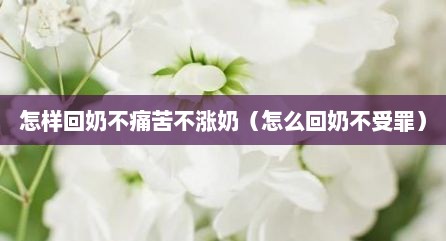 怎样回奶不痛苦不涨奶（怎么回奶不受罪）