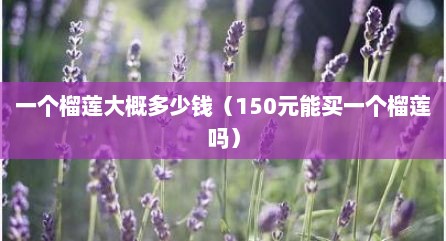 一个榴莲大概多少钱（150元能买一个榴莲吗）