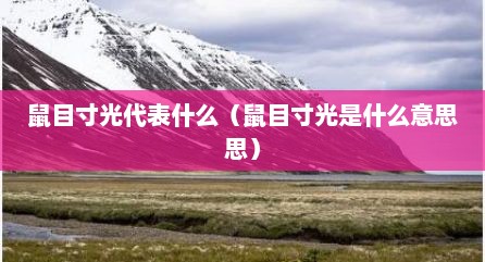 鼠目寸光代表什么（鼠目寸光是什么意思思）