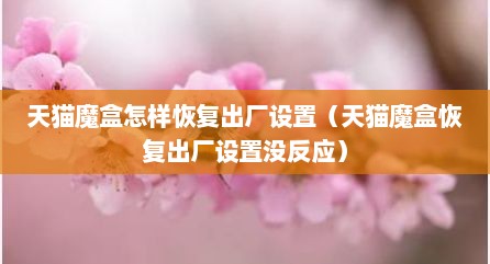 天猫魔盒怎样恢复出厂设置（天猫魔盒恢复出厂设置没反应）