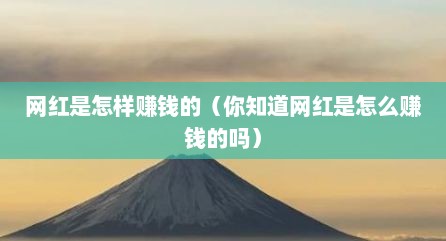 网红是怎样赚钱的（你知道网红是怎么赚钱的吗）