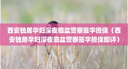 西安独居孕妇深夜临盆警察签字担保（西安独居孕妇深夜临盆警察签字担保即评）