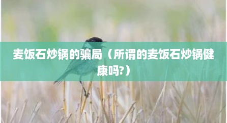 麦饭石炒锅的骗局（所谓的麦饭石炒锅健康吗?）
