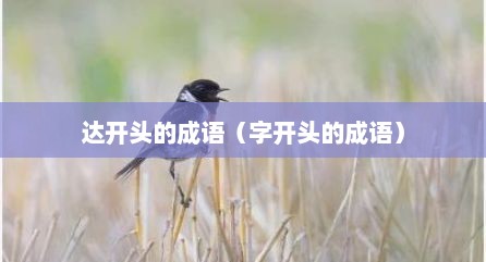 达开头的成语（字开头的成语）
